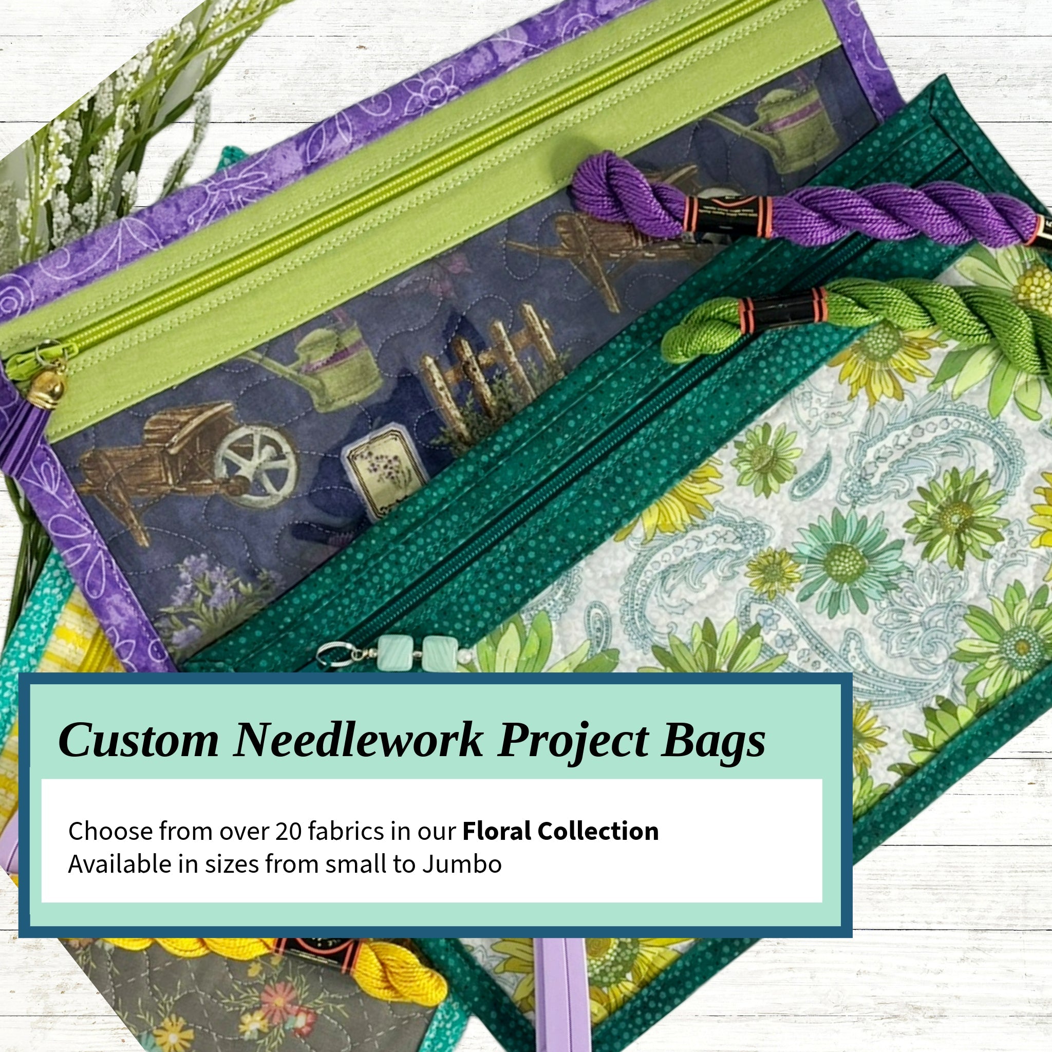 Cross Stitch Project Bag - Floral Collection - Lake Wind Studio