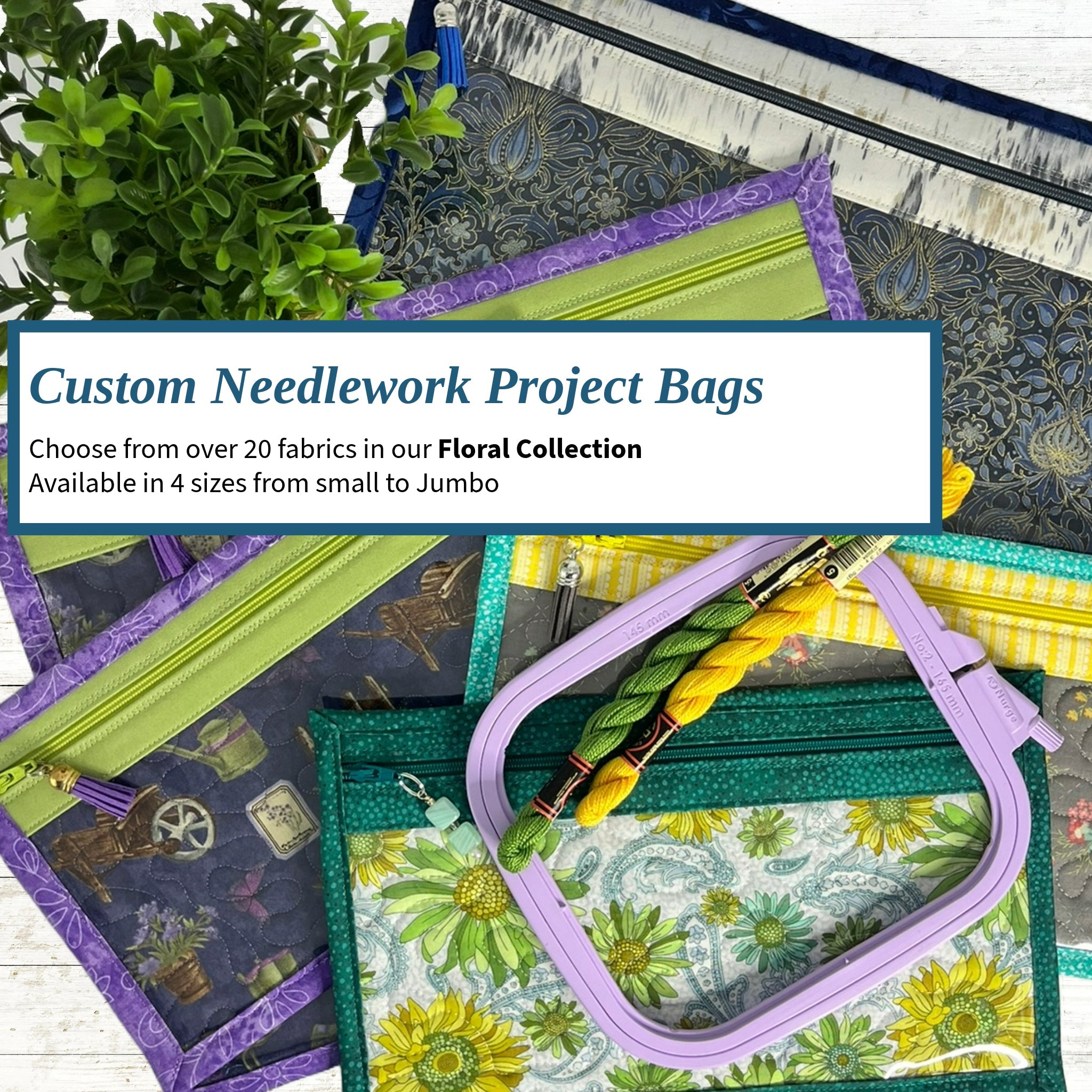 Cross Stitch Project Bag - Floral Collection - Lake Wind Studio