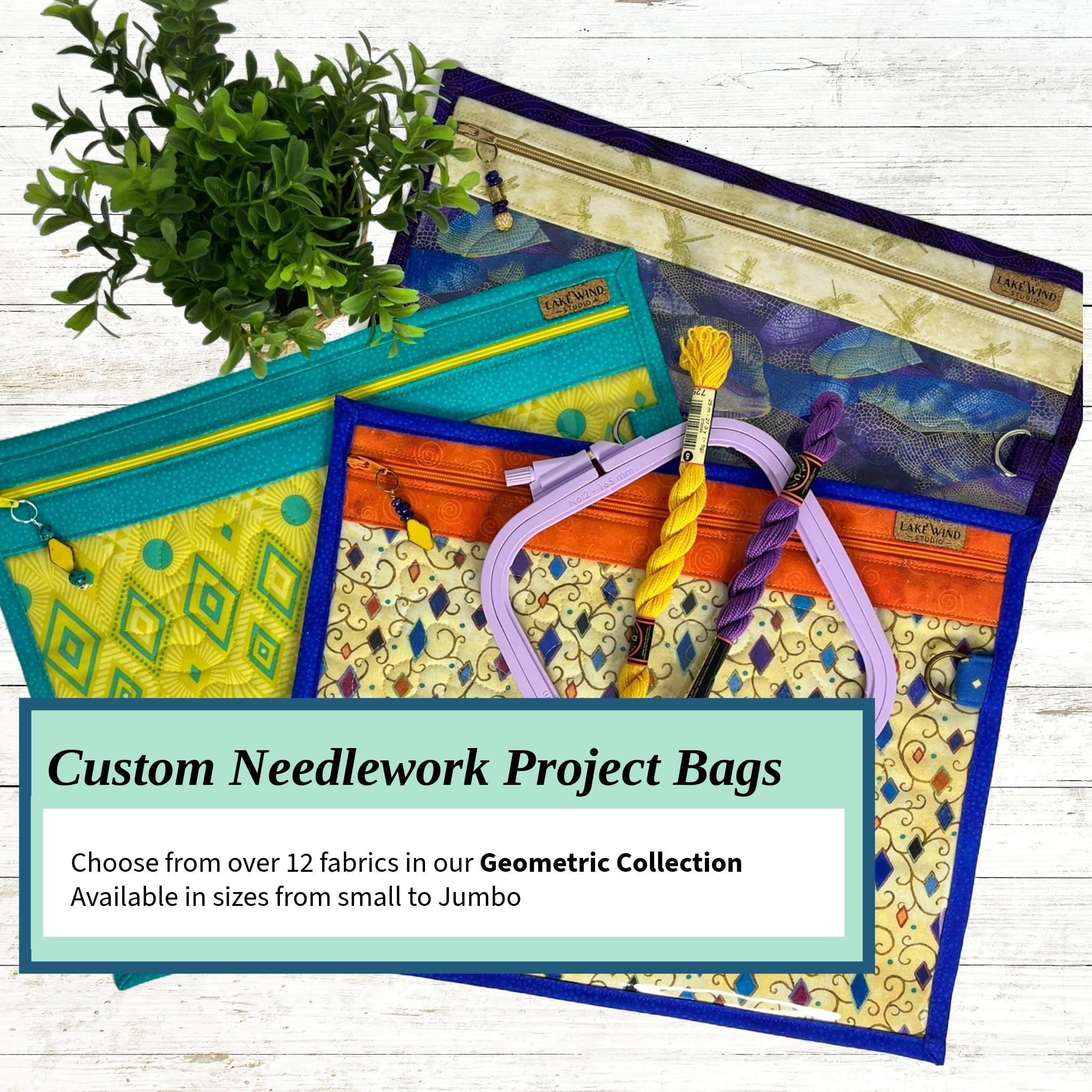 Cross Stitch Project Bag - Geometric Collection - Lake Wind Studio
