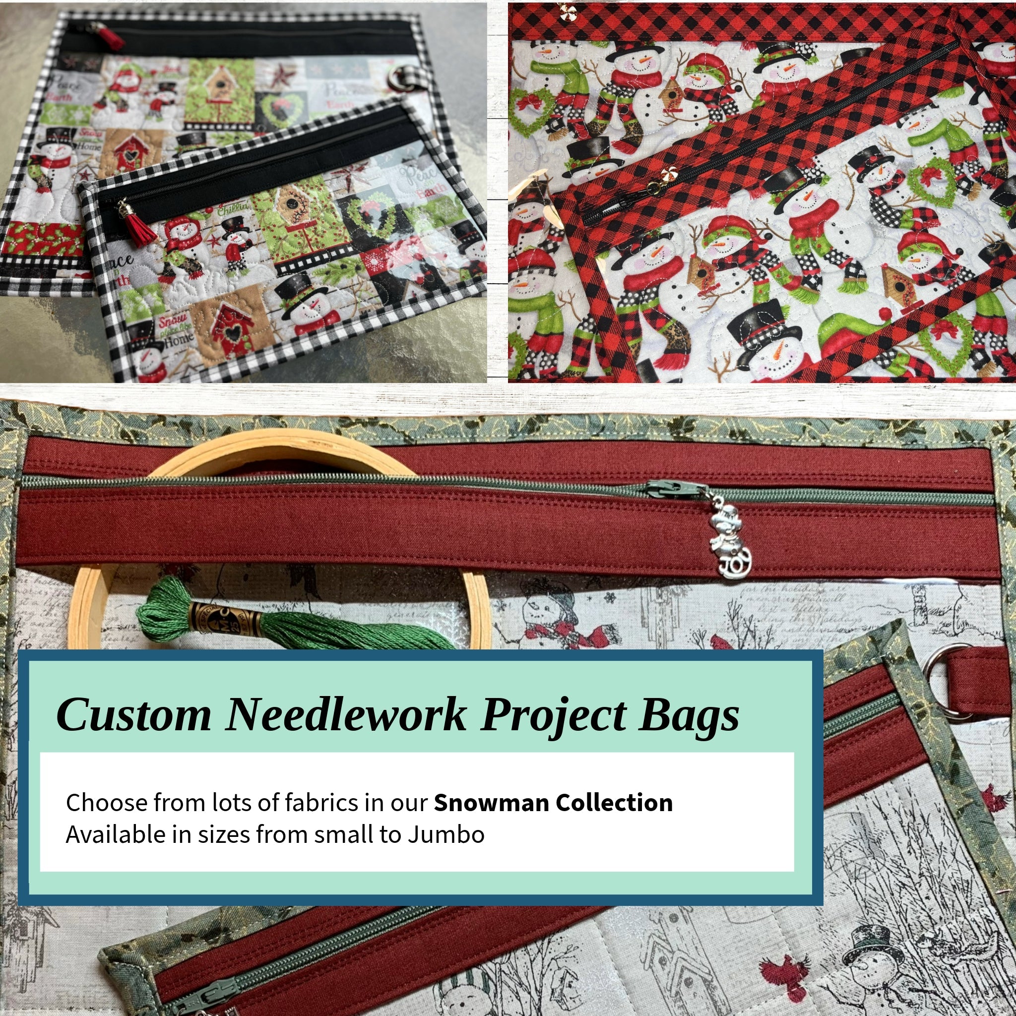 Cross Stitch Project Bag - Snowman Collection - Lake Wind Studio