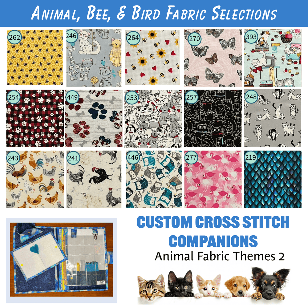 Custom Cross Stitch Companion - Animal Themed Fabrics - Lake Wind Studio