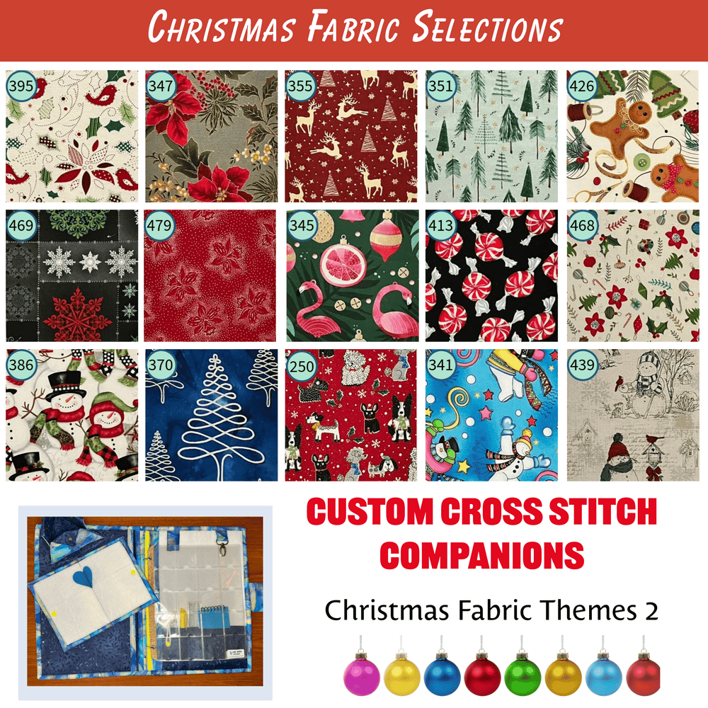 Custom Cross Stitch Companion - Christmas Themed Fabrics - Lake Wind Studio