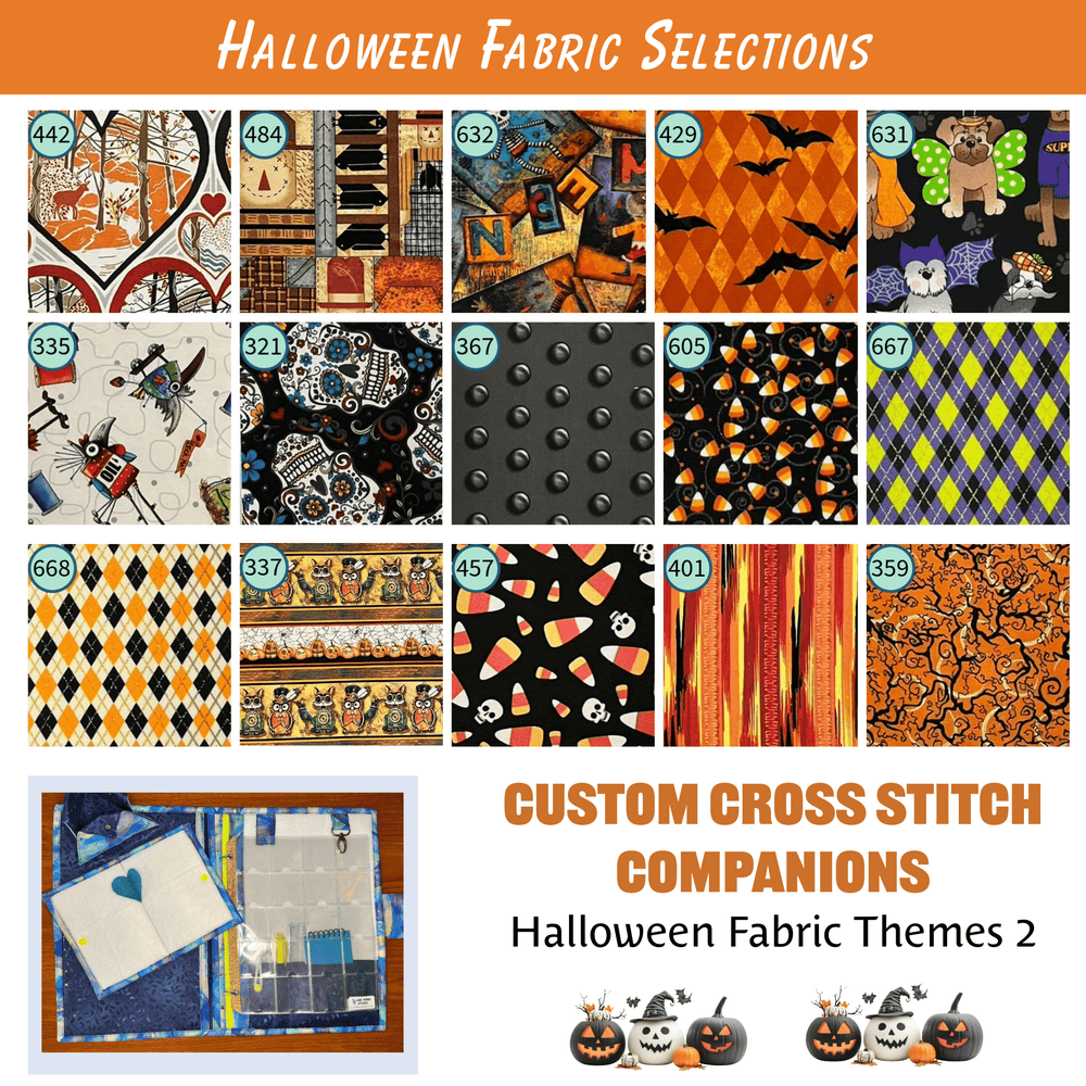 Custom Cross Stitch Companion - Halloween Themed Fabrics - Lake Wind Studio