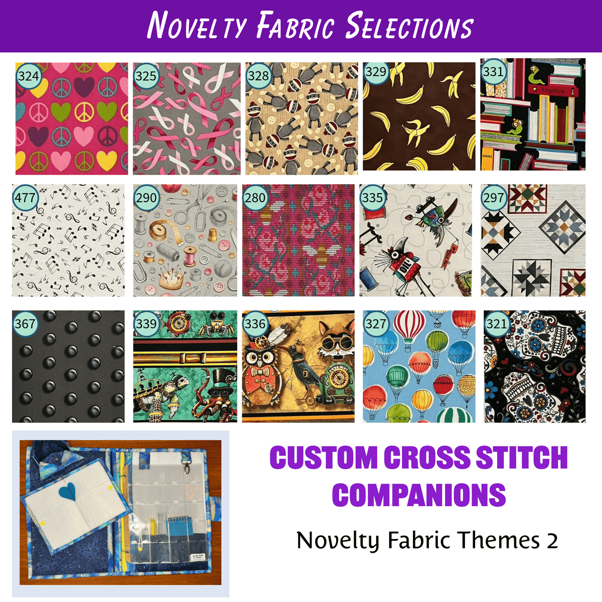 Custom Cross Stitch Companion - Novelty Fabric Patterns - Lake Wind Studio