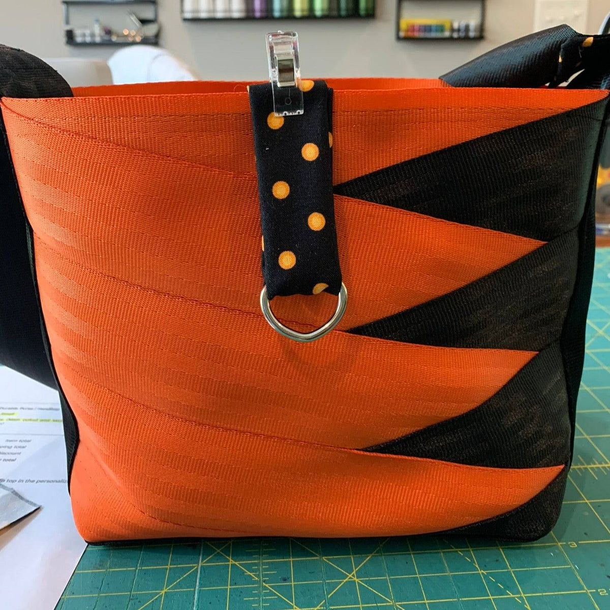Custom Crossbody Seatbelt Bag - OJ & Black - Lake Wind Studio