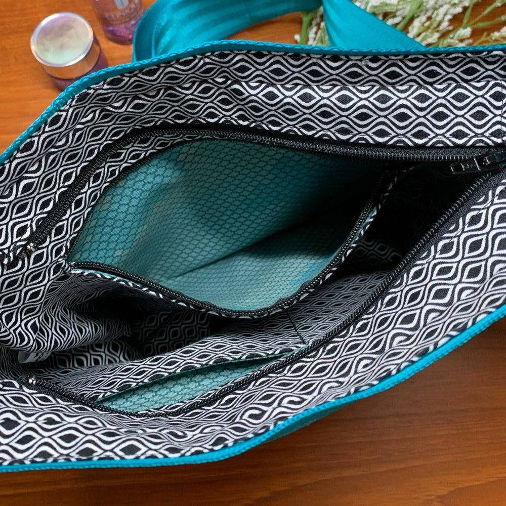 Custom Crossbody Seatbelt Bag - Tropical Teal & Aqua - Lake Wind Studio