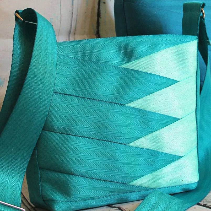 Custom Crossbody Seatbelt Bag - Tropical Teal & Aqua - Lake Wind Studio