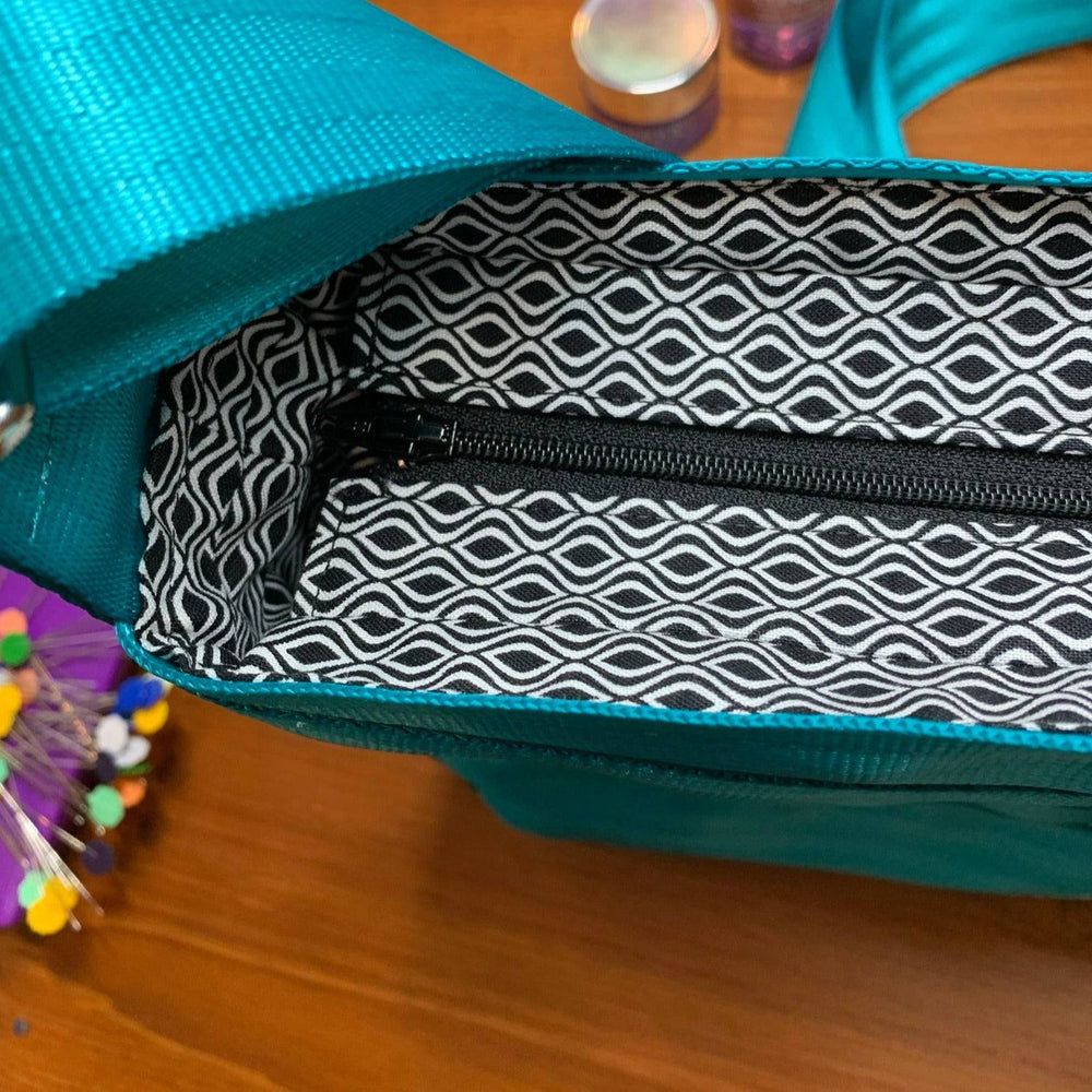Custom Crossbody Seatbelt Bag - Tropical Teal & Aqua - Lake Wind Studio