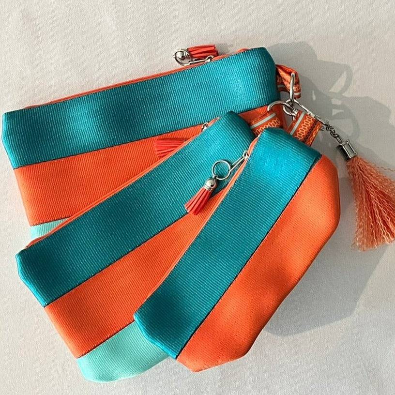 Custom Pouch Trio Set - Teal, Aqua, OJ - Lake Wind Studio