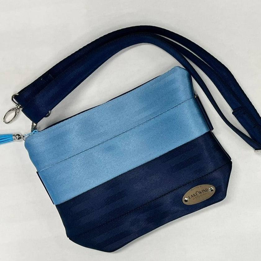 Custom Seatbelt Crossbody Slim Bag - Navy & Sky - Quickship - Lake Wind Studio