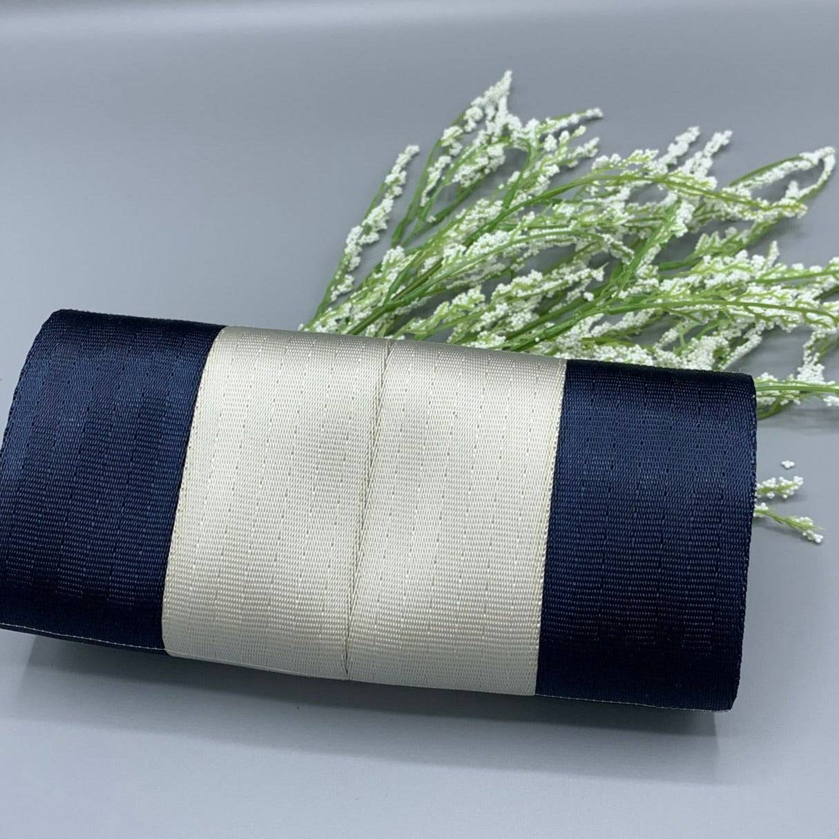 Custom Seatbelt Ladies Wallet - Navy & Silver - Lake Wind Studio