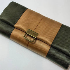 Custom Seatbelt Ladies Wallet - Olive & Rust - Lake Wind Studio