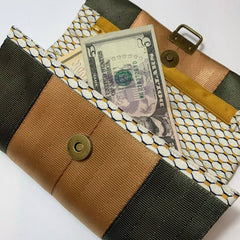 Custom Seatbelt Ladies Wallet - Olive & Rust - Lake Wind Studio
