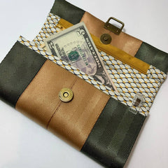 Custom Seatbelt Ladies Wallet - Olive & Rust - Lake Wind Studio