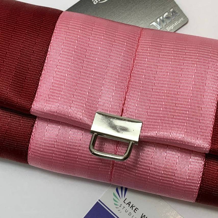 Custom Seatbelt Ladies Wallet - Ruby & Bubble Gum - Lake Wind Studio