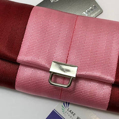 Custom Seatbelt Ladies Wallet - Ruby & Bubble Gum - Lake Wind Studio