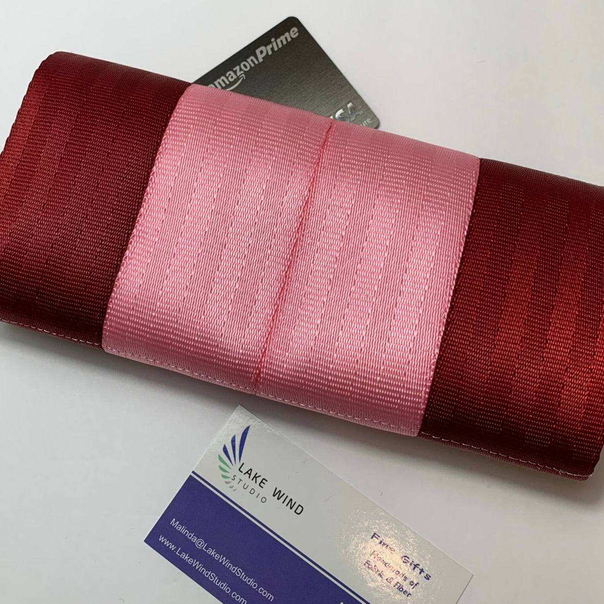 Custom Seatbelt Ladies Wallet - Ruby & Bubble Gum - Lake Wind Studio