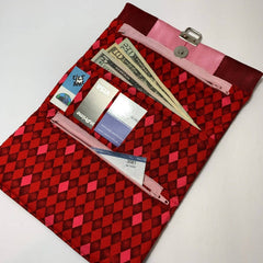 Custom Seatbelt Ladies Wallet - Ruby & Bubble Gum - Lake Wind Studio