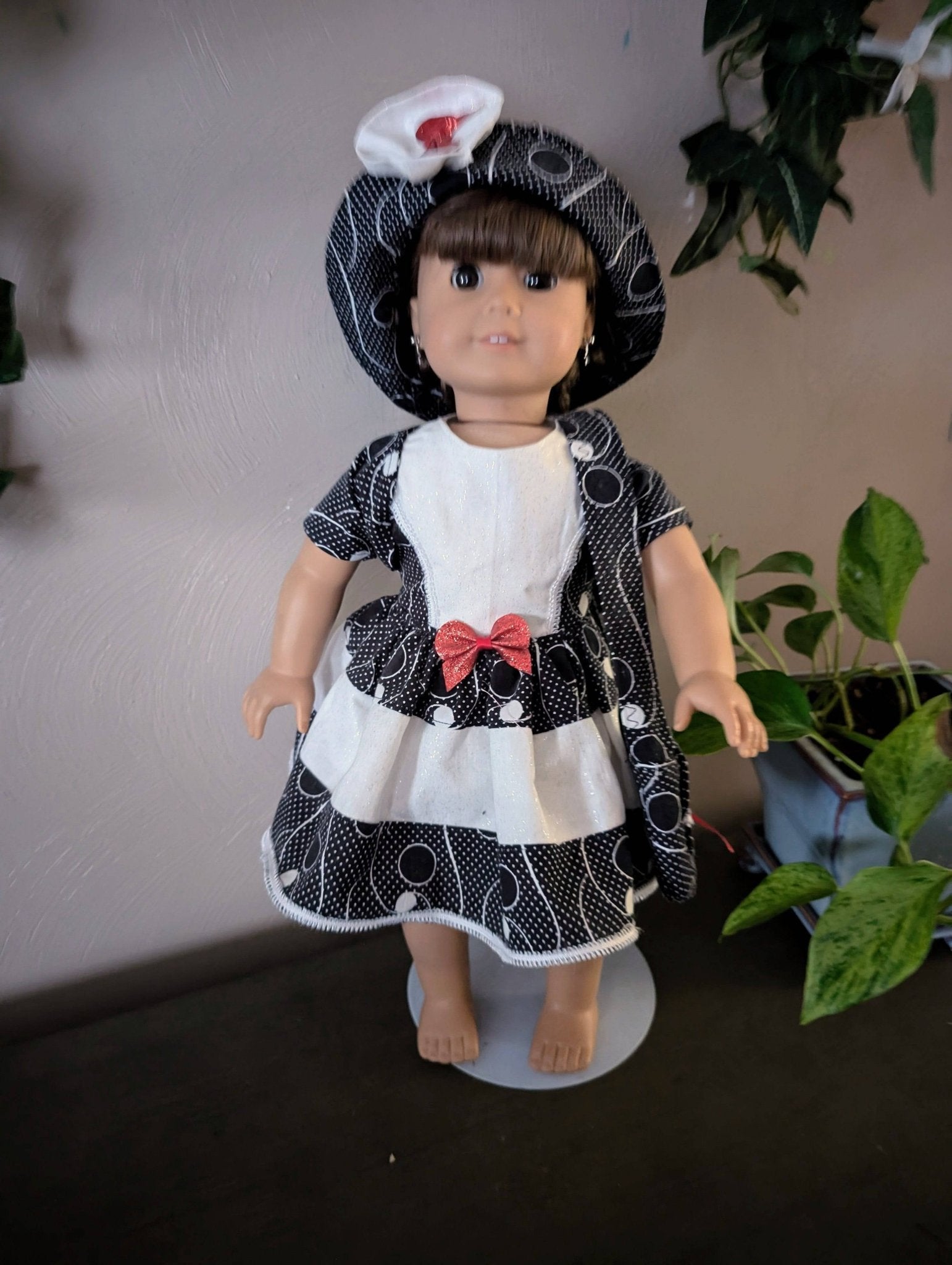 Doll Clothes for 18 inch Dolls - Dress Ensemble Black and White - Lake Wind Studio