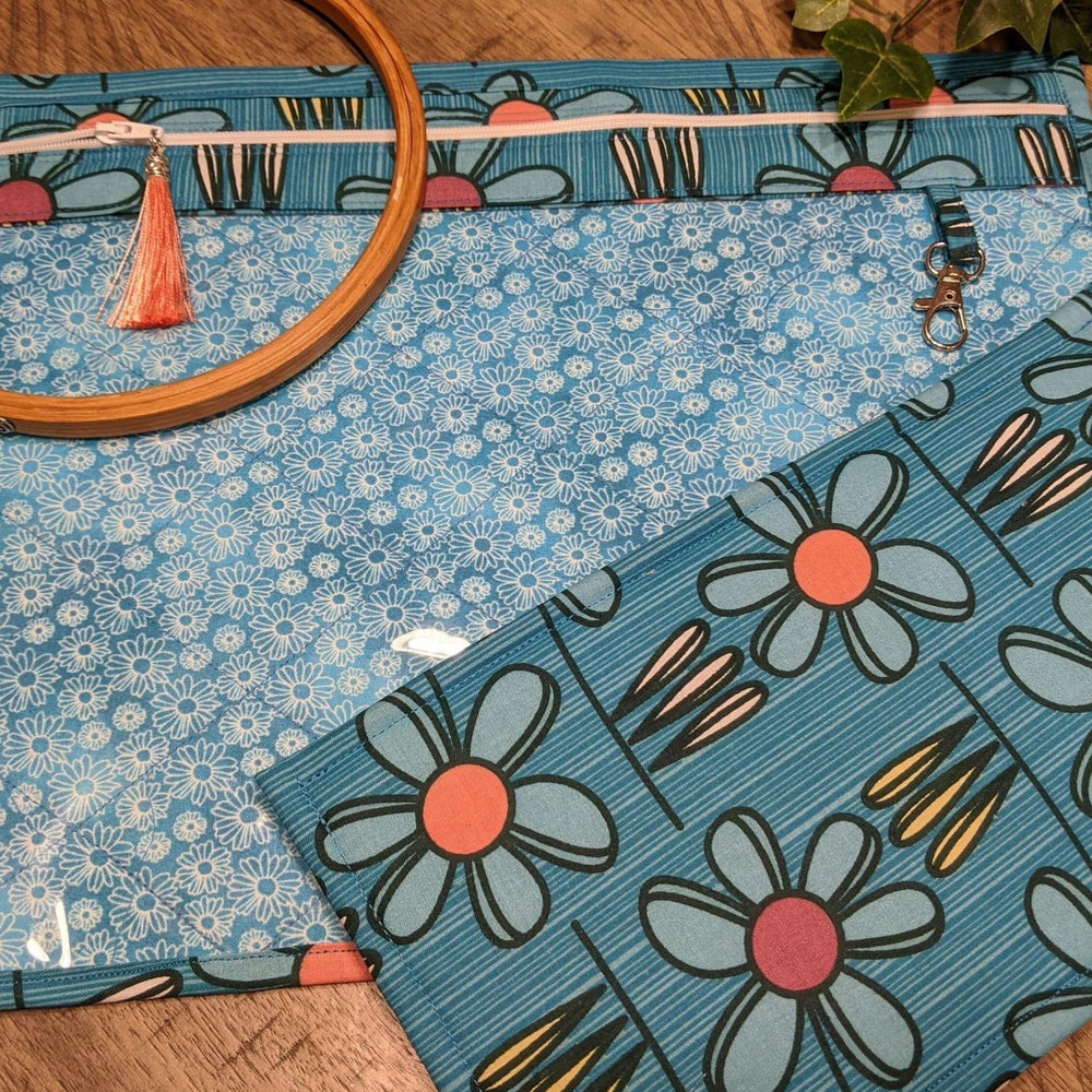 Project Bag - Blue Flowers - Lake Wind Studio