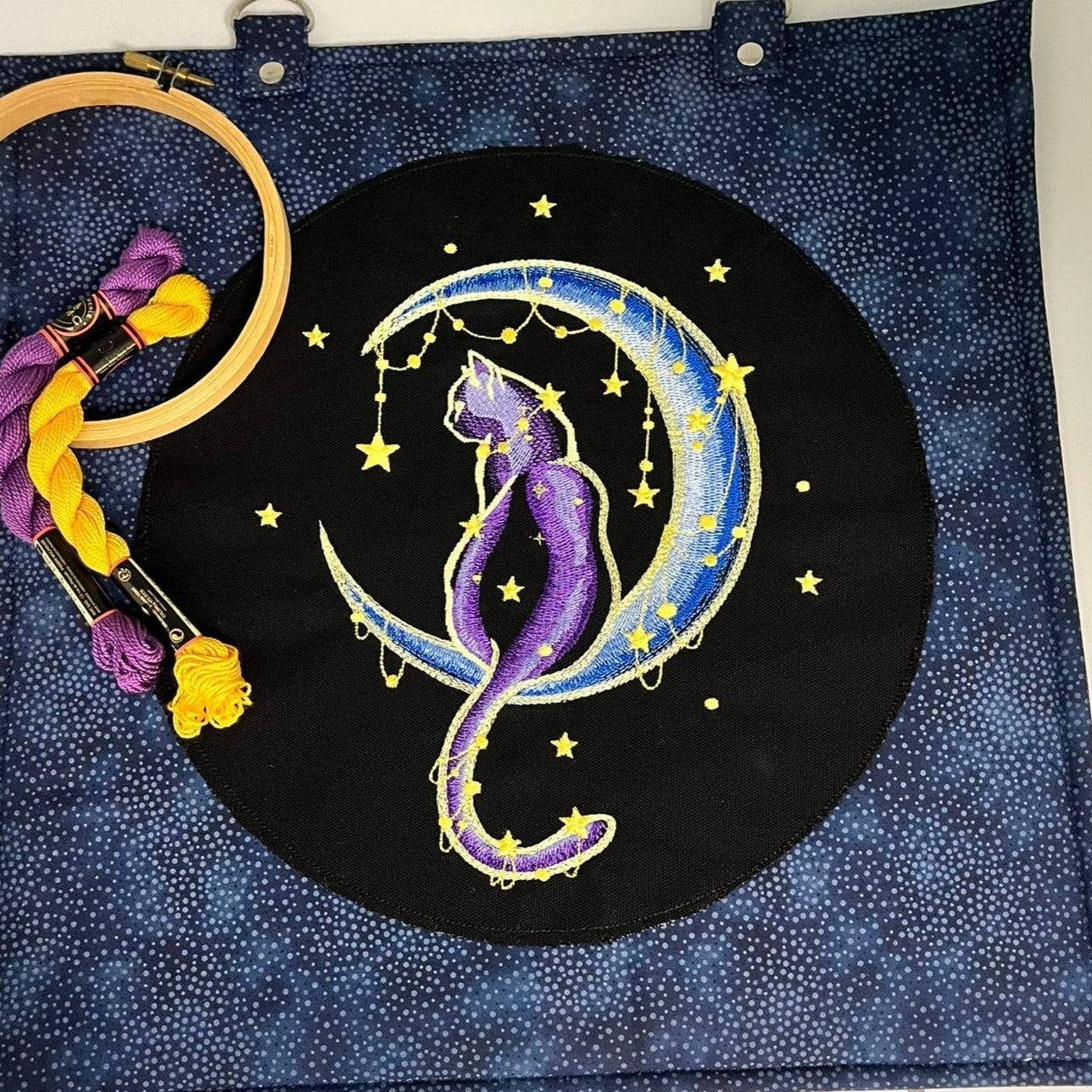 Project Bag - Cat on Moon - Lake Wind Studio