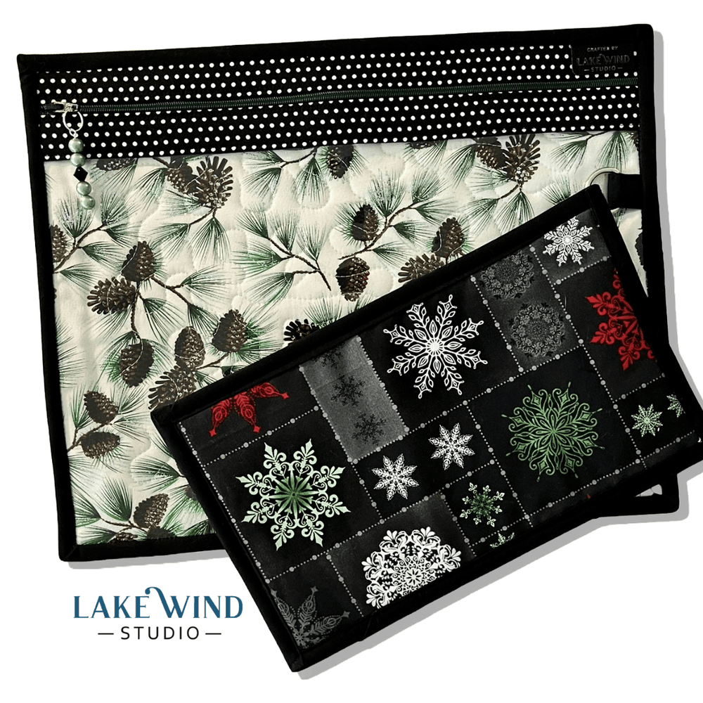 Project Bag - Pinecones & Snowflakes - Lake Wind Studio