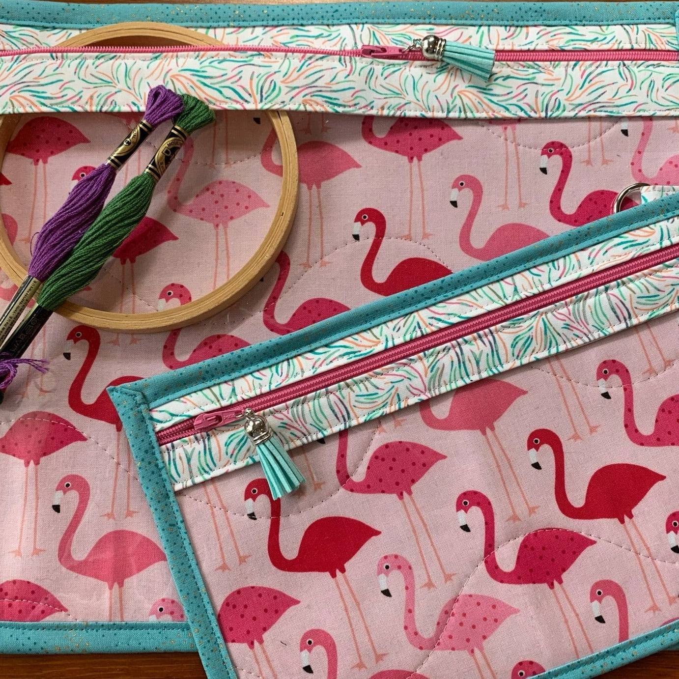 Cross Stitch Project Bag - Flamingo Collection