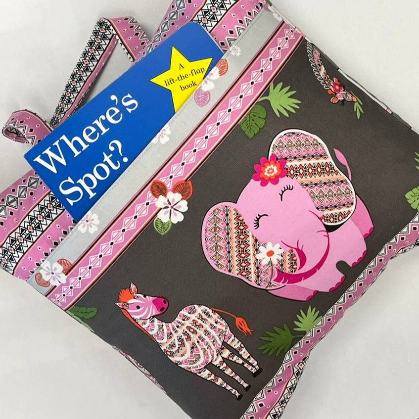 Reading Pillow - Travel Pocket Pillow - Pink Jungle - Lake Wind Studio