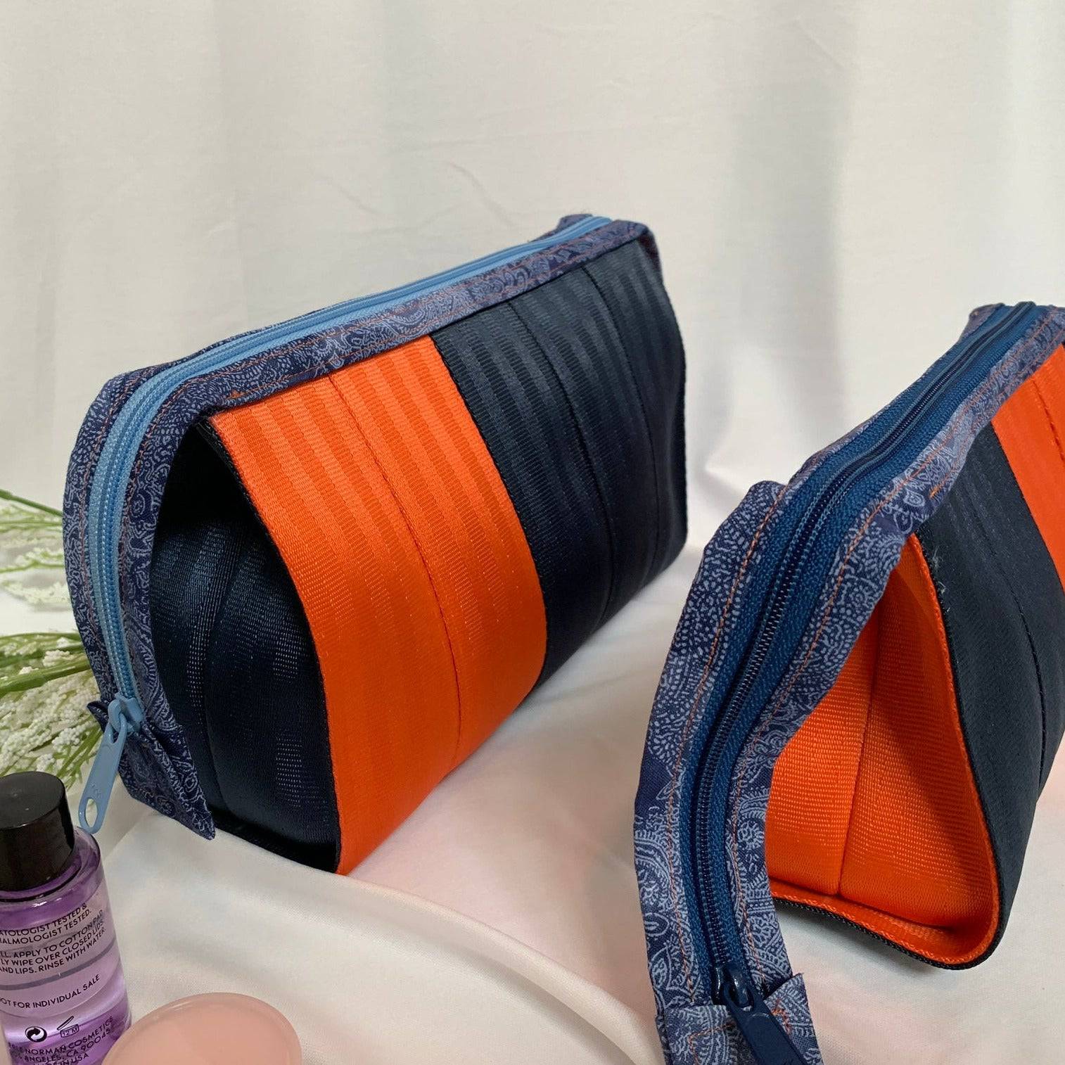 Custom Cosmetic Seatbelt Bags Gift Set - OJ & Navy