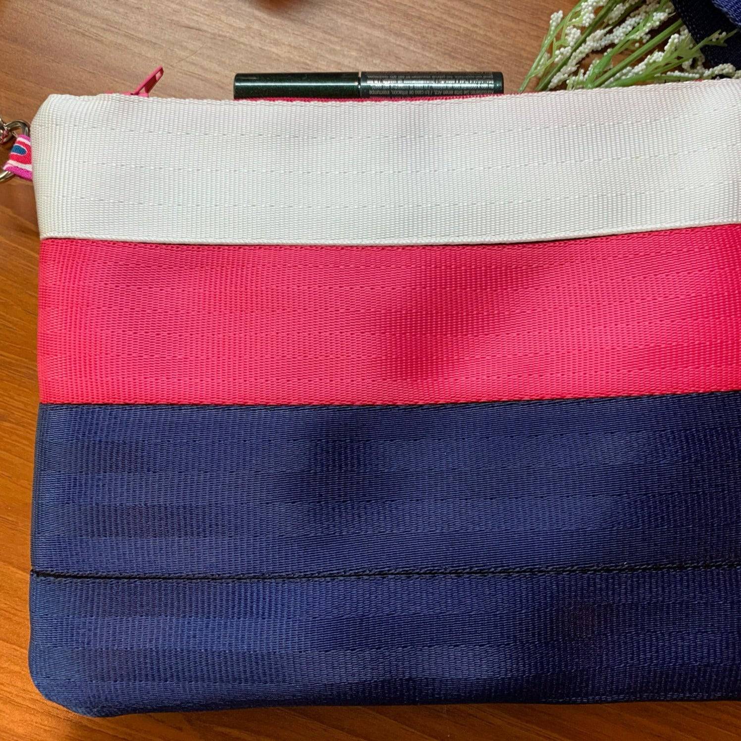 Custom Seatbelt Crossbody Slim Bag - Navy, Hot Pink, Cloud