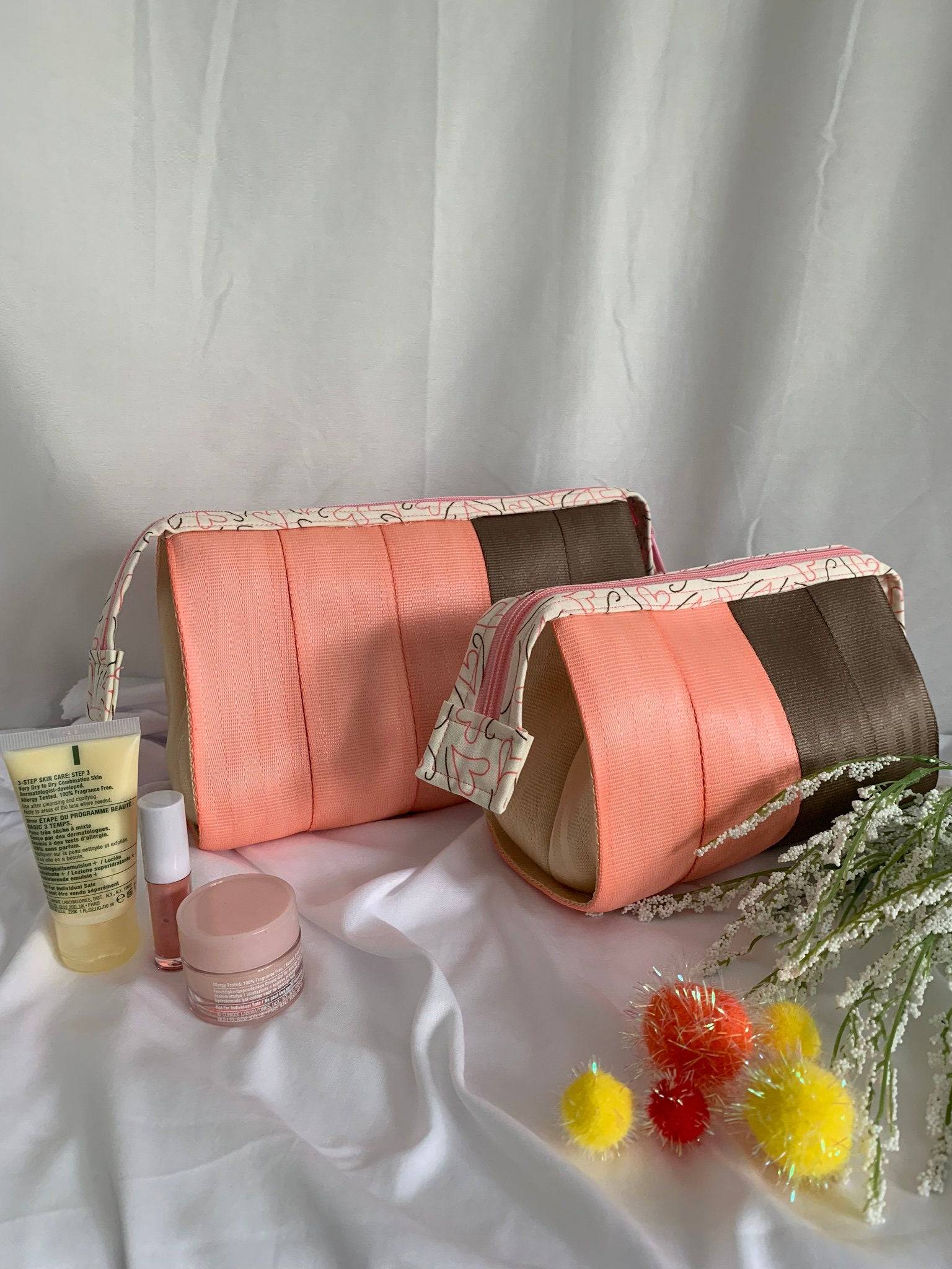 Seatbelt Cosmetic Bags Gift Set, Makeup Bags Set, Bridesmaid Gifts, Gift for Moms, Quick Ship - Lake Wind Studio