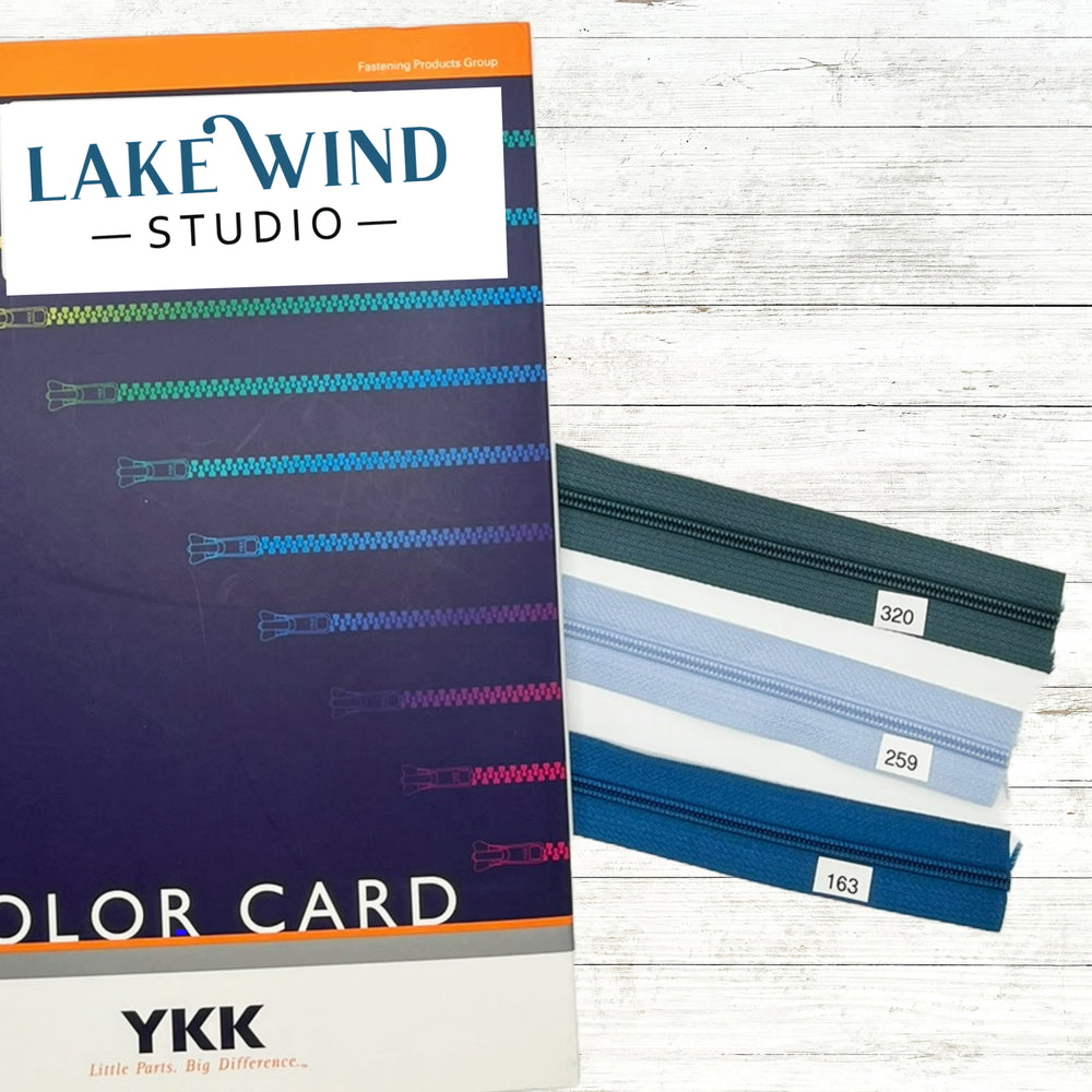 YKK Color Card, 4.5 YKK zippers, blue, green
