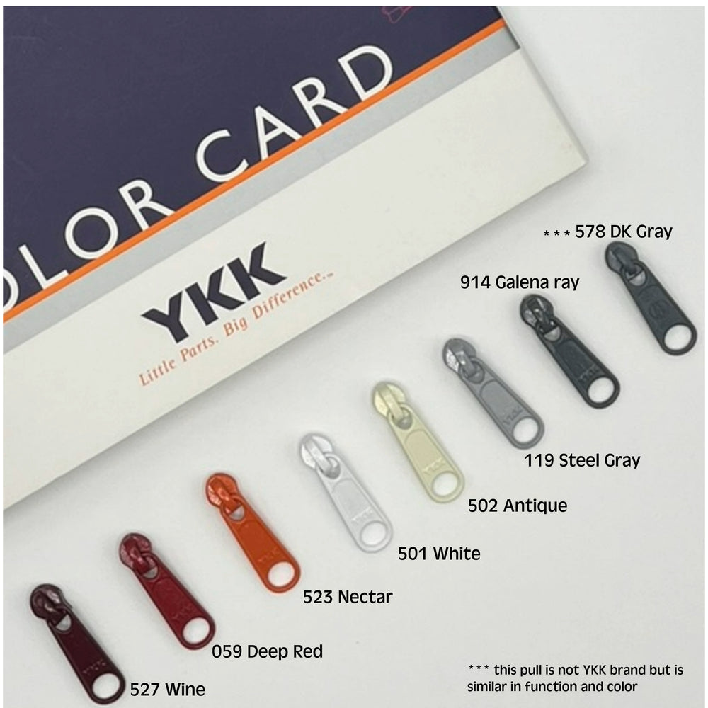 YKK 4.5 zipper pulls